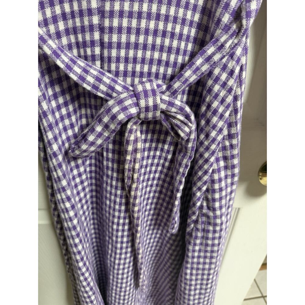 Vnt 70s Handmade Dress Gingham Maxi Cottagecore Flaws Purple Xs 32w Regency - Picture 6 of 10